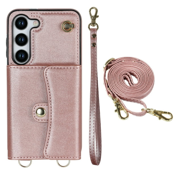 Crossbody PU Leather Phone Case For Samsung Galaxy S23 S22 Plus Note 20 Ultra Wallet Card Slots Magnetic Lanyard Cover