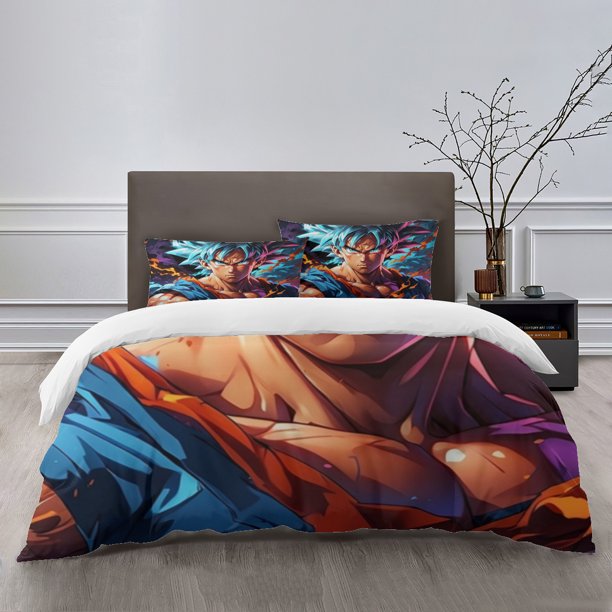 Dragon Ball Bedding Sets Bed Cartoon Duvet Cover Lightweight 3 Piece Bet Sets for Kids Boys Girls
