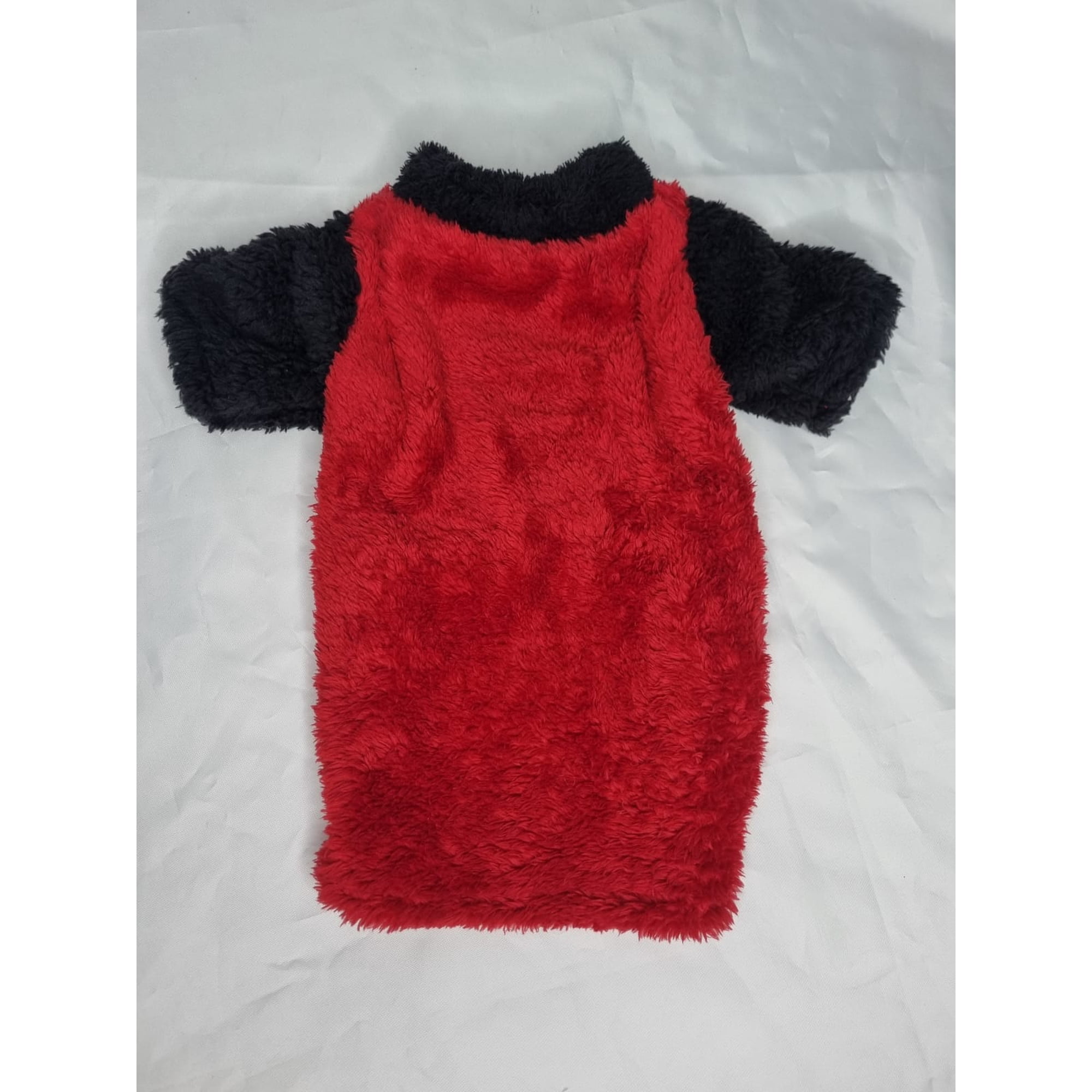 Polerón cordero mascota rojo con negro talla S corto