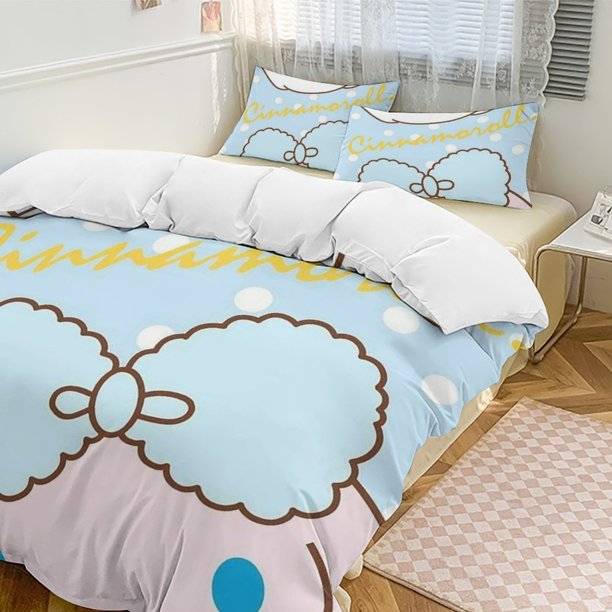 Cinnamoroll 3-Piece Twin Bed Set - Includes 1 Single Comforter And 2 Pillowcases Bedding - Fade Resistant Microfiber - Cinnamoroll