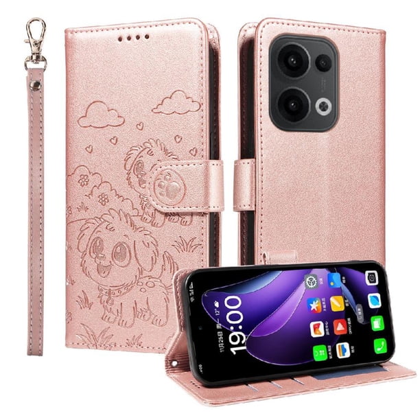 Funda Billetera FOXDOCK Compatible con OPPO Reno 14 5G, Diseño Perrito Tierno, Ranuras para Tarjetas y Soporte Plegable