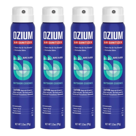Desinfectante de aire y eliminador de olores Ozium, 100 ml, paquete de 4 unidades para exteriores