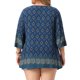 thumbnail image 3 of Agnes Orinda Blusas de Talla Grande para Mujer Estilo Bohemio Escolar Universitario con Estampado Floral Escote en V Manga 3/4 Top Elegante Casual para Trabajo Túnica 2X Azul, 3 of 6