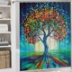 thumbnail image 5 of Árbol de la vida-theme 4-Piece Shower Curtain Set with Rugs, Waterproof Bathroom Decor Set Includes Bath Mat, U-Shaped Rug, Toilet Lid Cover and Curtain with Hooks, 5 of 6