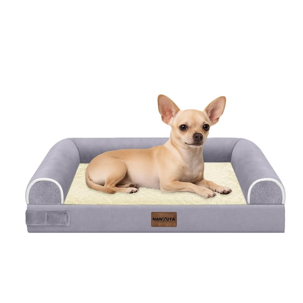 Cama Ortopédica para Perros Pequeños Lavable: Cama con Respaldo para Perros de Tamaño Pequeño, Espuma de Celdas en Forma de Huevo, Sofá Impermeable con Funda Removible - Morado