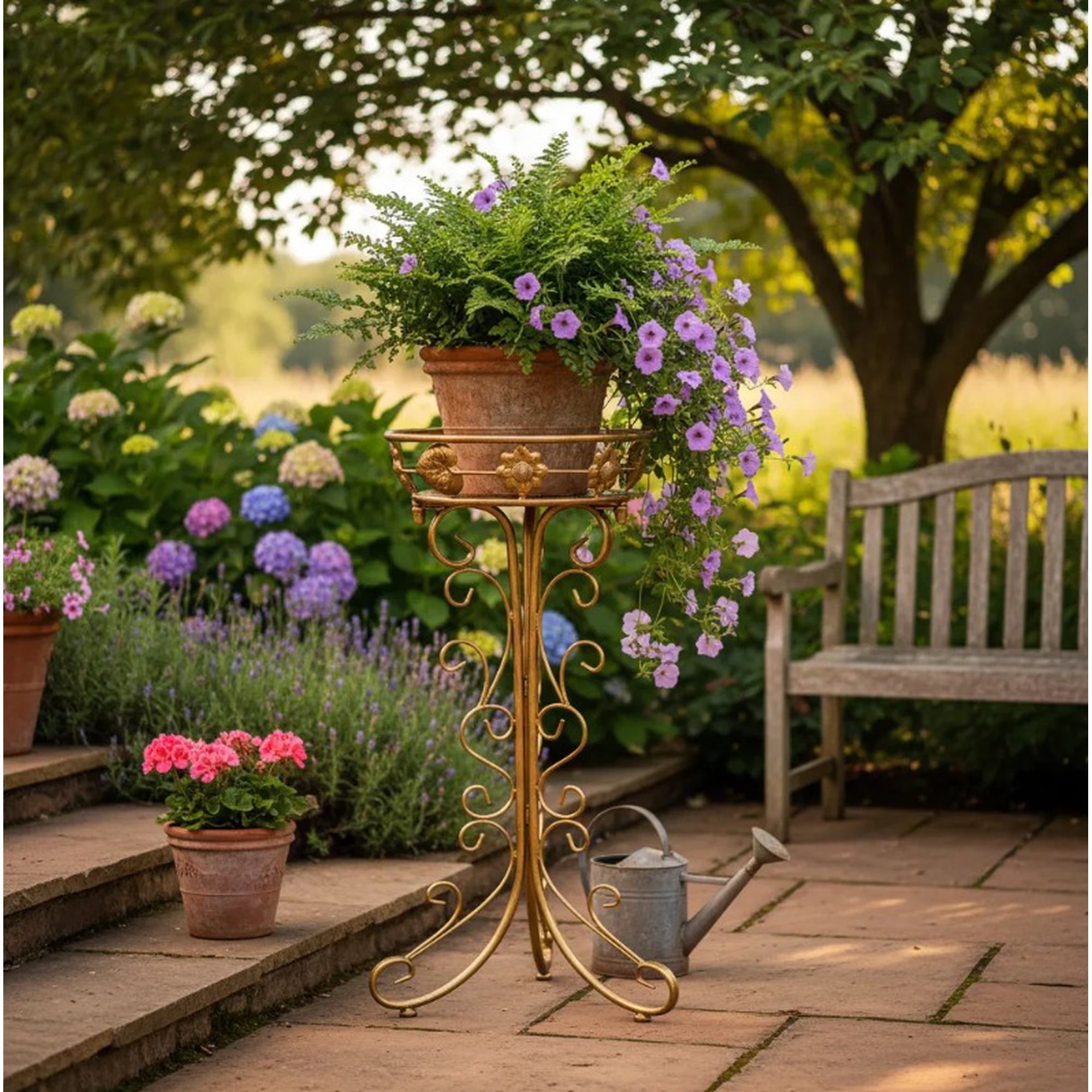 Genérico - Pedestal Maceta Metalico Dorado (metal Alta Calidad) 75x28x28 Cm