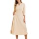 thumbnail image 1 of INSPIRE CHIC Vestido de Trabajo para Mujer Línea A 3/4 Mangas Elegante Vestido Midi Albaricoque Profundo XS, 1 of 6