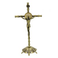 Bothyi - Crucifijo Pared Cruz Estatua Miniatura Cruz Estatua Para Gabinete Pascua Dormitorio Bronce