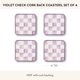thumbnail image 4 of Posavasos MACKENZIE-CHILDS 10 cm Cuadro Violeta (Pack de 4), 4 of 6