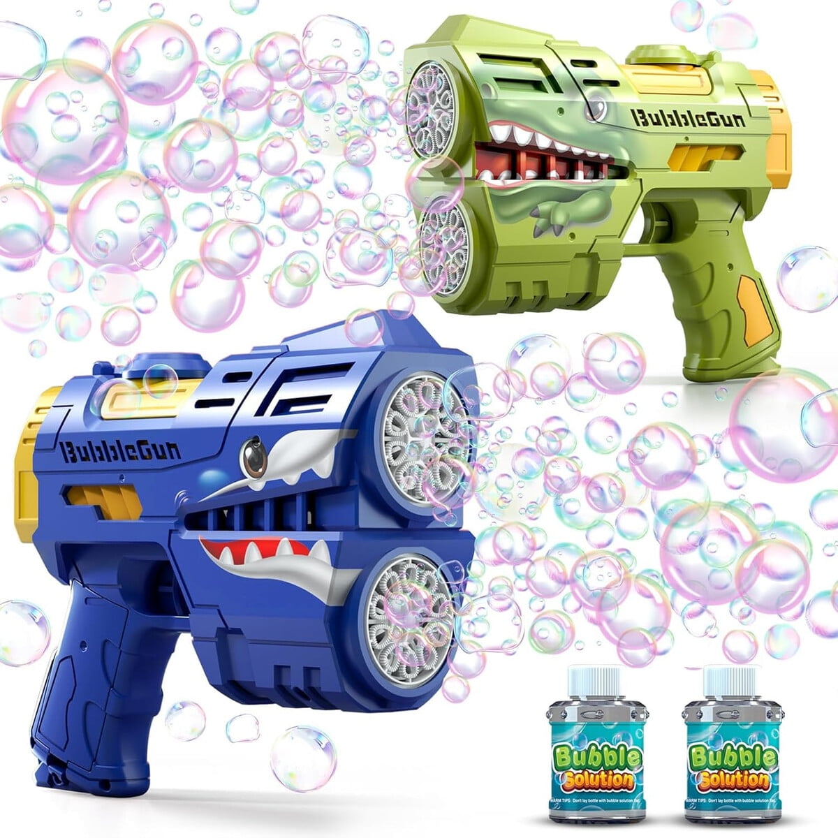 Pistola De Burbujas Jasny Dinosaurio Led Recargable Pack 2
