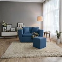 Deco Outlet - Sofa Kansas 2C+1 Pouf Tela Tela Azul