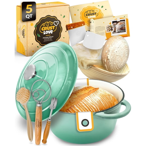 Horno holandés CRUSTLOVE para hornear pan de hierro fundido esmaltado de 5 litros