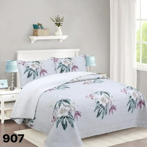 Genérico - Cubrecama Quilt Sherpa King - Crema Floral M907