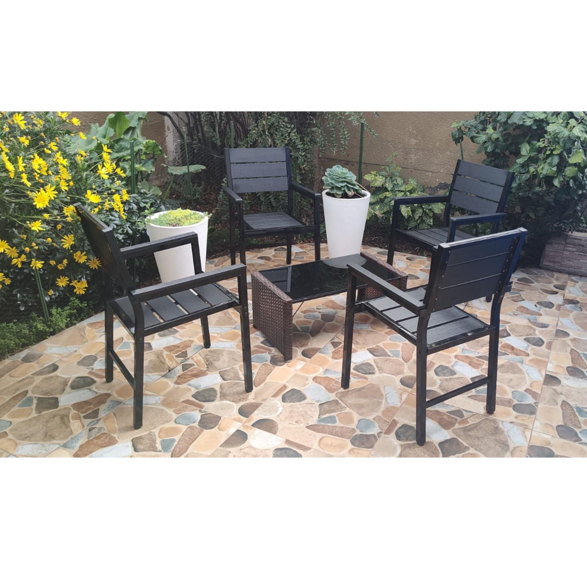 Velazio - Silla Para Terraza, Restaurantes, Exteriores Pack X2 Negro