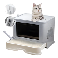 Genérico - Arenero Para Gato Cerrada, Caja De Arena Para Gatos Plegable Con Tapa, Con Cuchara De Arena, Arenero Para Gato Grande Con Cajón Apto Para Gatos De Hasta 10 Kg