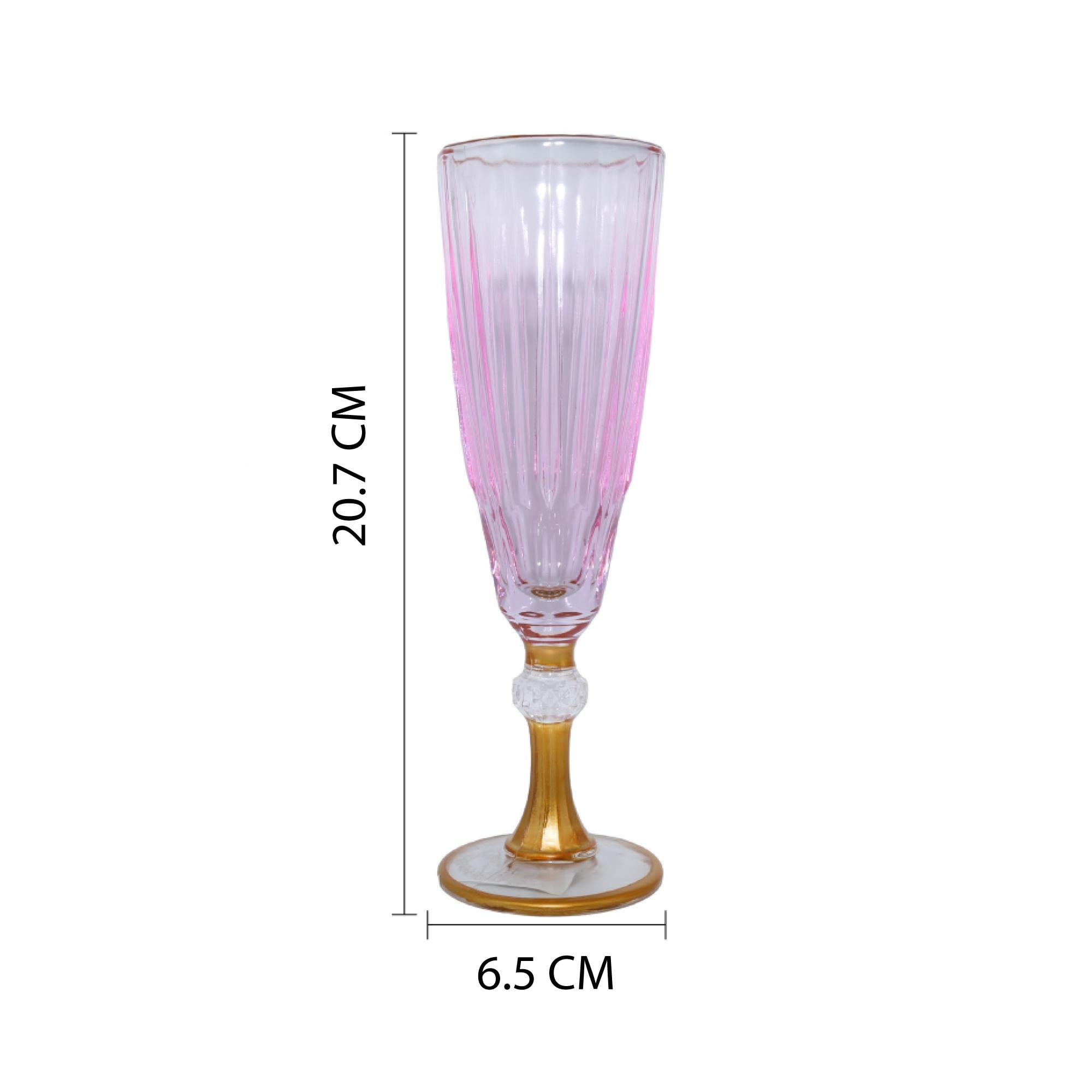 Xianzhu - Copa Tallada Rosada Para Espumante Con Bordes Dorados 150ml - 6 Unidades