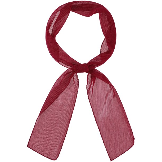 INSPIRE CHIC Mujeres Bufandas Largas Plisadas de Pura Gasa, Color Sólido Semitransparente Elástico Gasa Banda para el Cabello Pañuelo para el Cuello 57.1x3.9" Burdeos