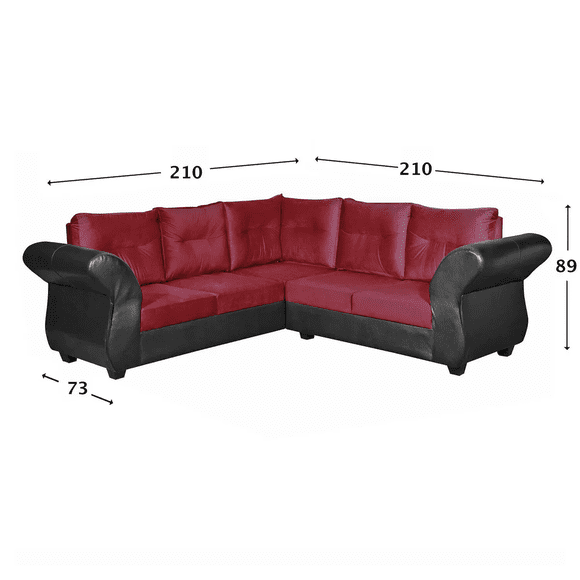 Sofa Seccional Emma Felpa pu Burdeo