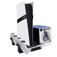 Genérico - Estación De Refrigeración De Soporte Vertical Con Iluminación Rgb Y Base De Carga De Mando Doble Compatible Con Ps5 Pro Slim Disc/Digital Editions-Negro Blanco