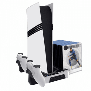 Genérico - Estación De Refrigeración De Soporte Vertical Con Iluminación Rgb Y Base De Carga De Mando Doble Compatible Con Ps5 Pro Slim Disc/Digital Editions-Negro Blanco