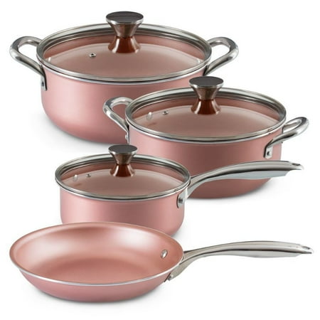 Bateria Antiadherente 7 Piezas Silver Rose Gold