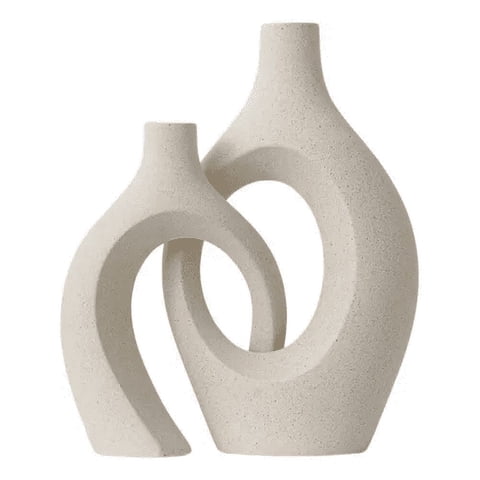 Genérico - Pack 2 Floreros Entrelazados Blanco Y Negro Blanco