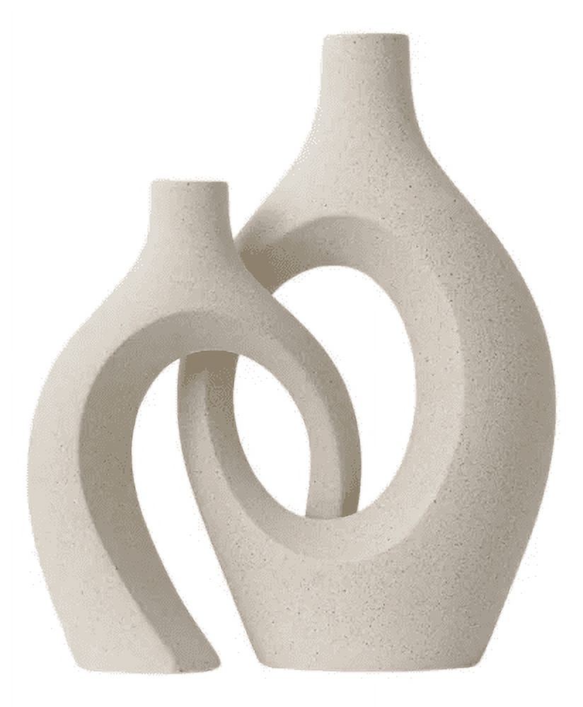 Genérico - Pack 2 Floreros Entrelazados Blanco Y Negro Blanco