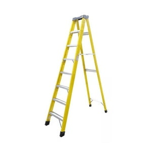Generica - Escalera Fibra De Vidrio Industrial 2.4Mts 8 Peldaños 150 Kg Amarilla