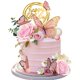 thumbnail image 1 of Adorno para pastel Tazimi con flores rosas y mariposas, 1 of 8