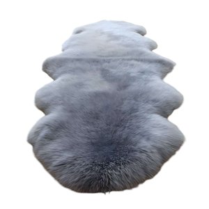 Teng Fei - Alfombras Decorativas Imitacion Piel De Conejo Gris