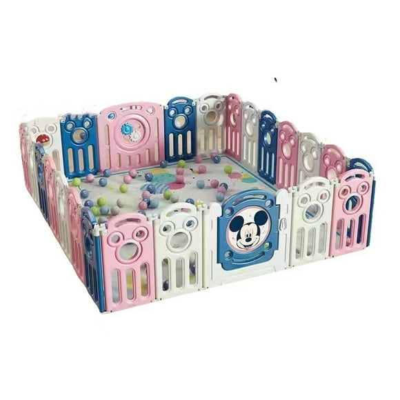 Corral Bebé Plegable 1.8x2.1m Alfombra Rosado LuBabycas