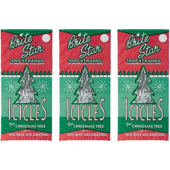 Brite Star Tinsel Icicles Silver, 3000 Strands