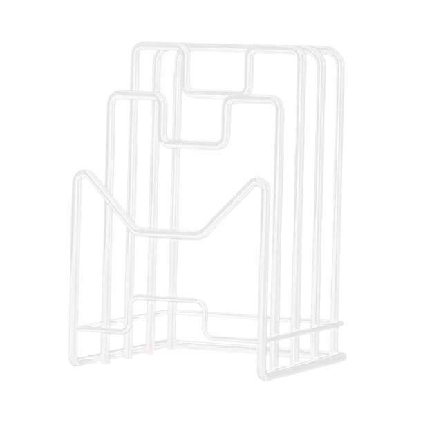 Soporte de tablero de corte, organizador de tableros de corte, soporte de tapa de sartén, soporte de utensilios de cocina para placas, tapas de sartén blanco