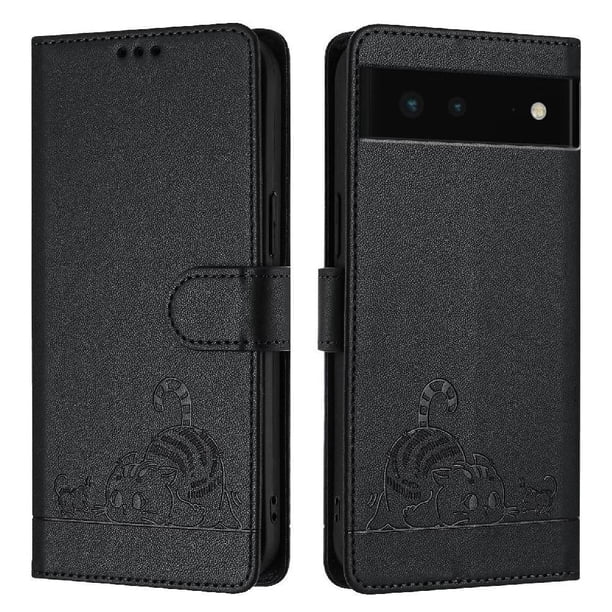 Funda tipo cartera FOXDOCK para Google pixel 6 con soporte, ranuras, RFID, diseño de gato