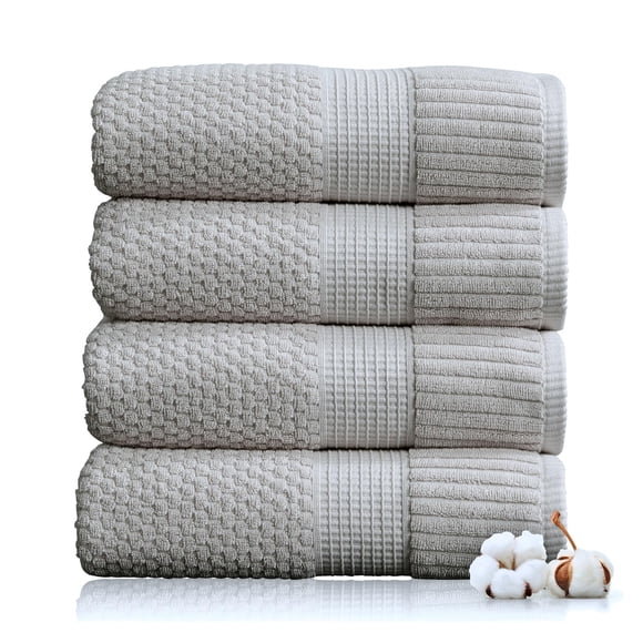 Juego de 4 toallas NY Loft de 76 cm gris, algodón y secado rápido
