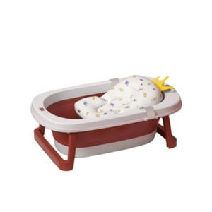 Babymine - Bañera Plegable Bebé Con Termometro Y Cojín Rojo