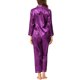 thumbnail image 3 of INSPIRE CHIC Conjunto de Pijama de Satén para Mujer de Regreso a Clases Camisa de Dormir de Manga Larga con Botones y Pantalones con Ribete en Contraste Cuello con Solapa Ropa de Casa L Púrpura, 3 of 7