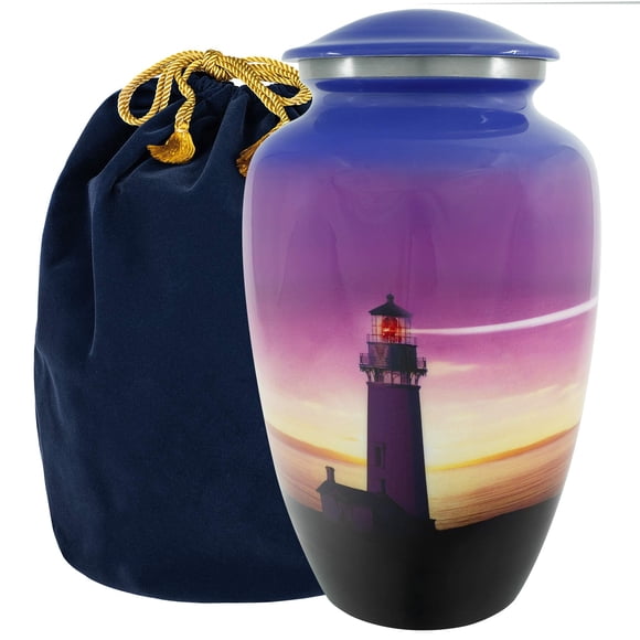 Urna Trupoint Memorials Grande de Aluminio con Diseño de Faro 25x18 cm