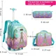 thumbnail image 2 of Children's School Backpack with Wheels Kids Wheeled School Bag Teenagers Bag Girls Canvas Backpack Travel Luggage Trolley Bags, 2 of 3