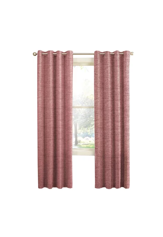 Genérico - Cortina Blackout 100% 2 Paños 140X220Cm Textura Lino Rosado