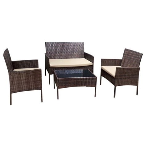 Space Home - Juego De Terraza Living Woven 4 Piezas Cafe Para Exterior