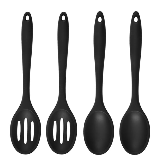 4 cucharas de silicona antiadherentes, sin BPA, cucharas comestibles de grado alimenticio, resistentes a altas temperaturas de 480 ° F, diseño higiénico