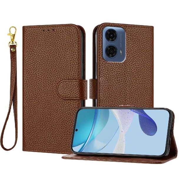 Funda Cartera para Motorola Moto G24 Power 4G Tarjetero Soporte Magnético y Correa Marrón