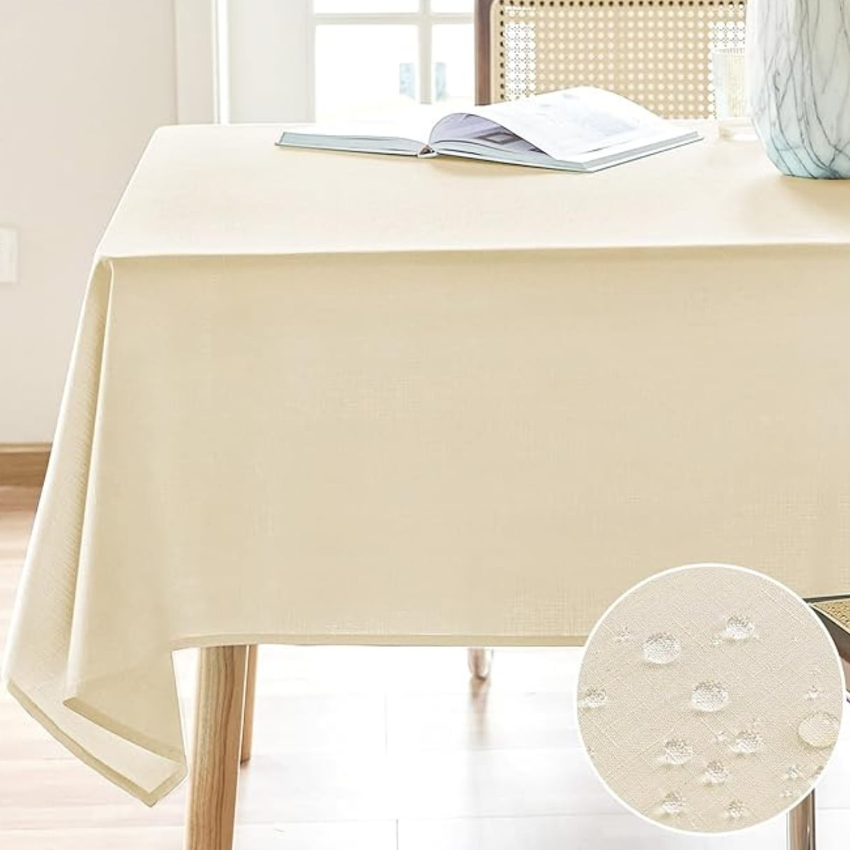 Aura Zeus - Mantel Rectangular Lino Antimanchas 220 X 140 Cm Mesa Marfil Az