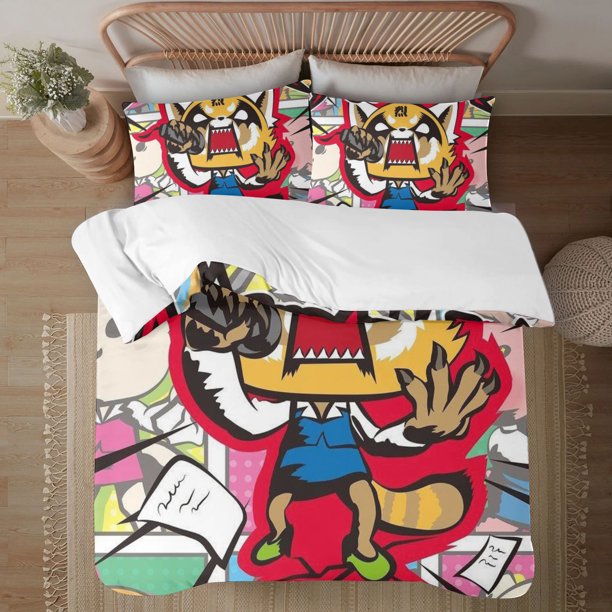 Aggretsuko 3-Piece Bedding Set For Kids Boys Girls Adult Cartoon Warm Cute Fashion Holiday Present Gift Bed Sheets