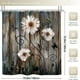 thumbnail image 3 of 1pc Wooden Door & Flower Waterproof Shower Curtain With 12 Hooks, Non-Slip Bathroom Rug, Toilet U-Shape Mat, Toilet Lid Cover Pad, Bathroom Decor, 3 of 4