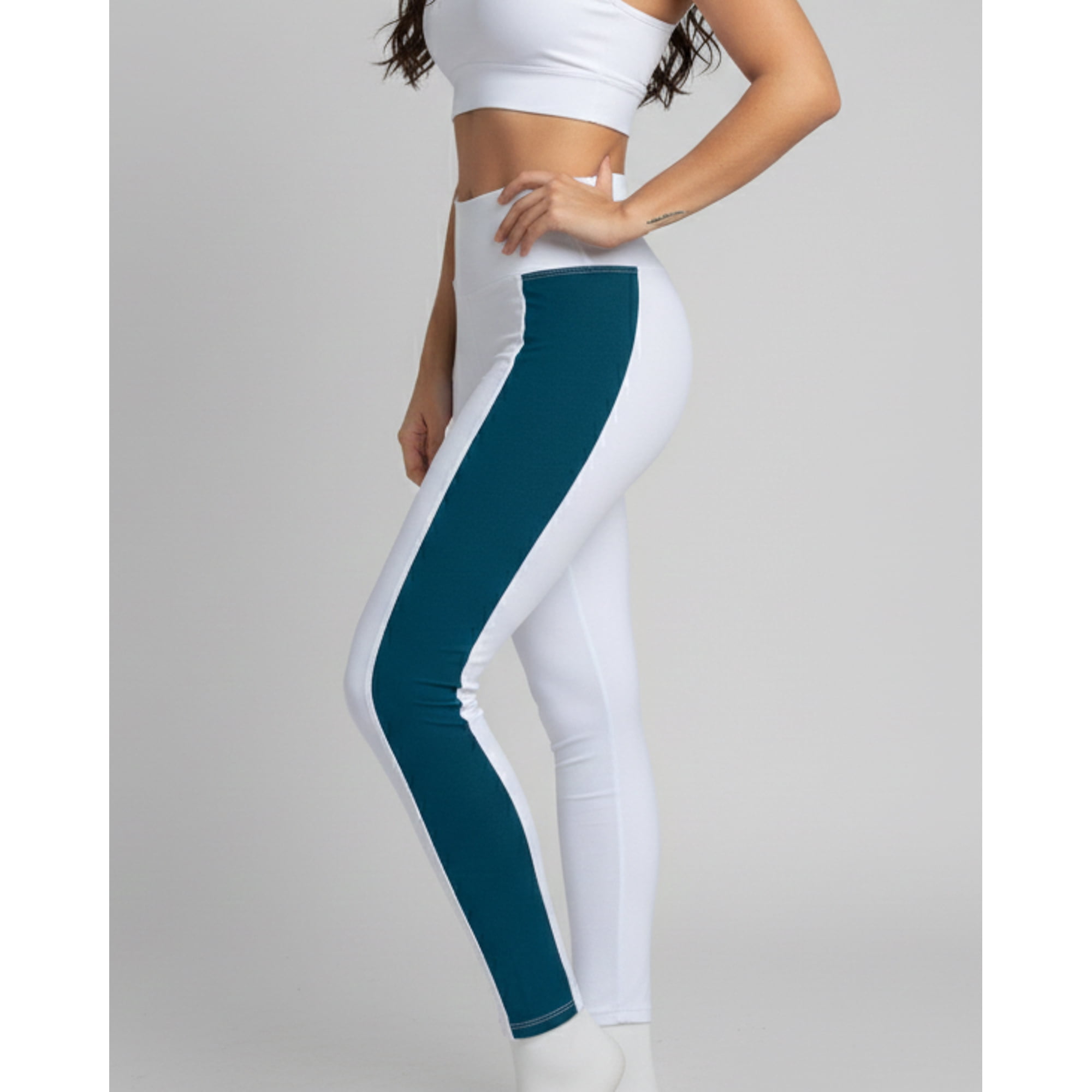 Flix Spa - Calza Mujer Algodón Nacional Tiro Alto Con Franja Lateral Alta Calidad