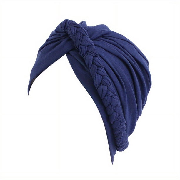 Stylish and Comfortable Solid Color Braided Turban Cap for Women - Perfect for Chemo, Head Wraps, and Hijabs