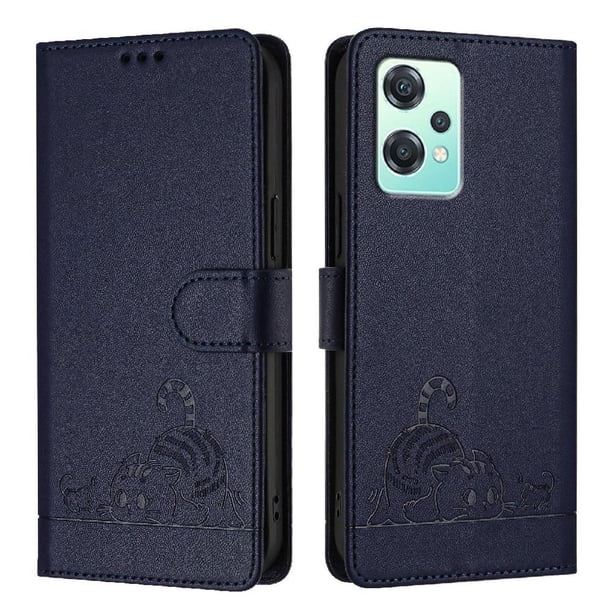 Funda tipo cartera FOXDOCK para Oneplus Nord 2 Lite con soporte, ranuras, RFID, diseño de gato