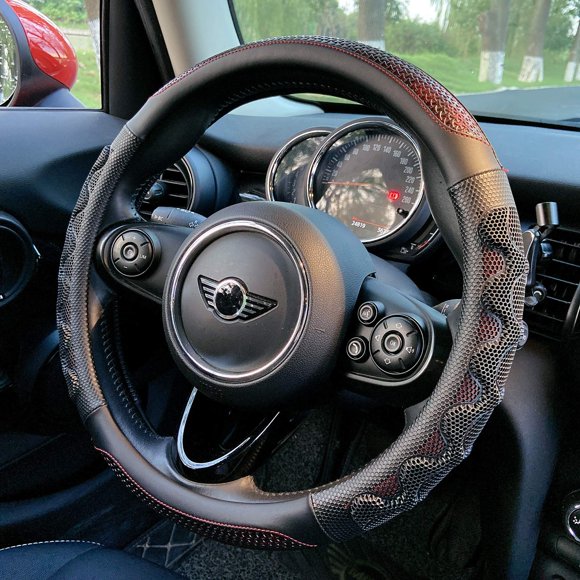 Funda de volante PINCTROT Great Grip 3D Honeycomb, color rojo vino